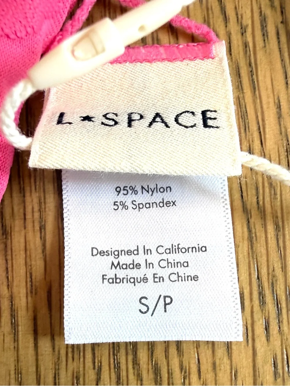 L*Space Missy Bikini Top Pink Textured Underwire Size S NWT